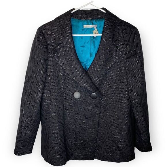 Classiques entier large button textured plus size blazer career black XL lined n - Picture 1 of 8